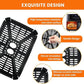 Black air-fryer crisper tray insert with handle clips and vented ridges