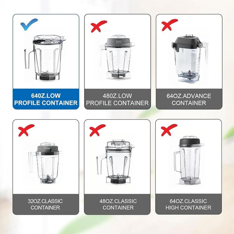 Blender container compatibility grid showing the replacement blade assembly