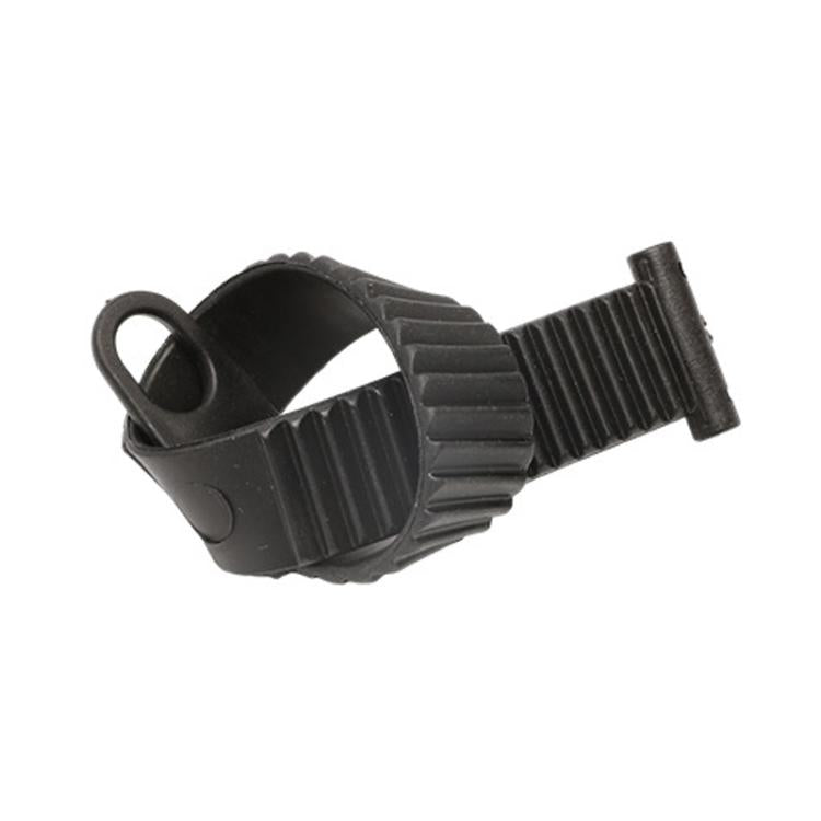 Black bike rack frame fixing strap band with hook-and-loop style closure