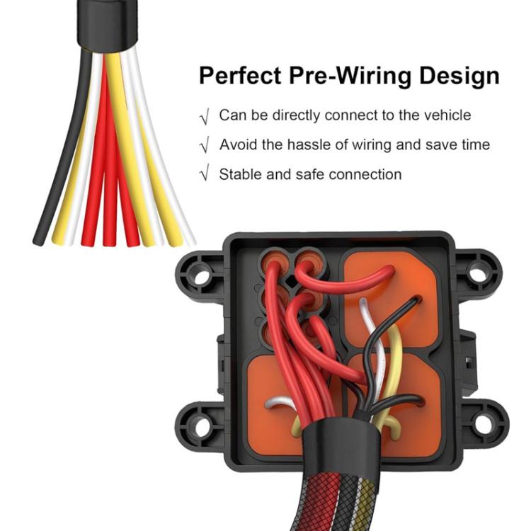 Waterproof fuse relay box with orange insert, red wiring, and black external housing