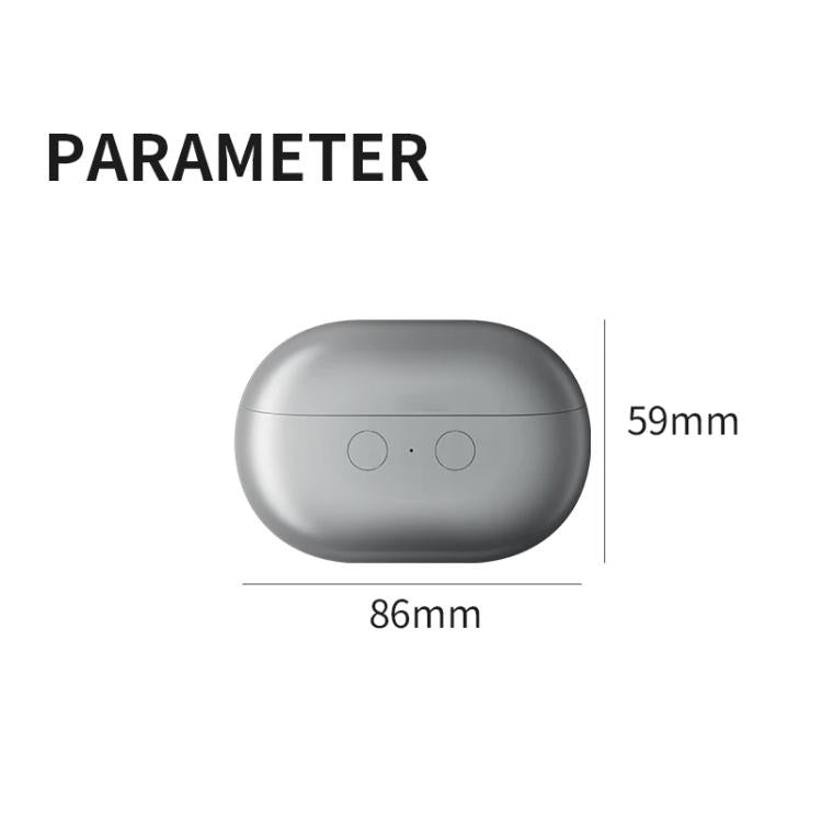 Gray electric nail clipper with dimensions shown: 86mm by 59mm