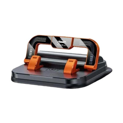Orange 2-in-1 car phone holder with number plate base and anti-shake mount