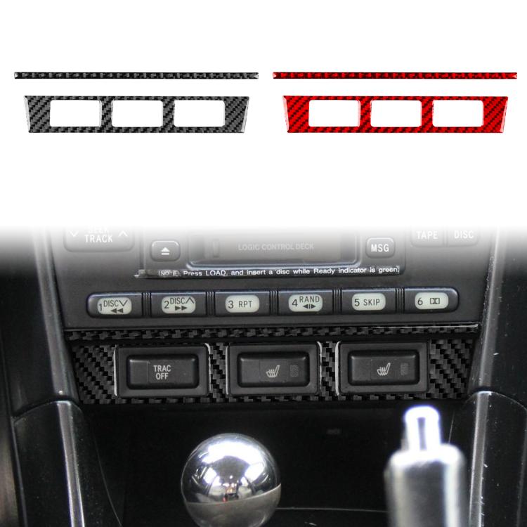 Car seat heating panel sticker set, black and red carbon-fiber style, three cutouts
