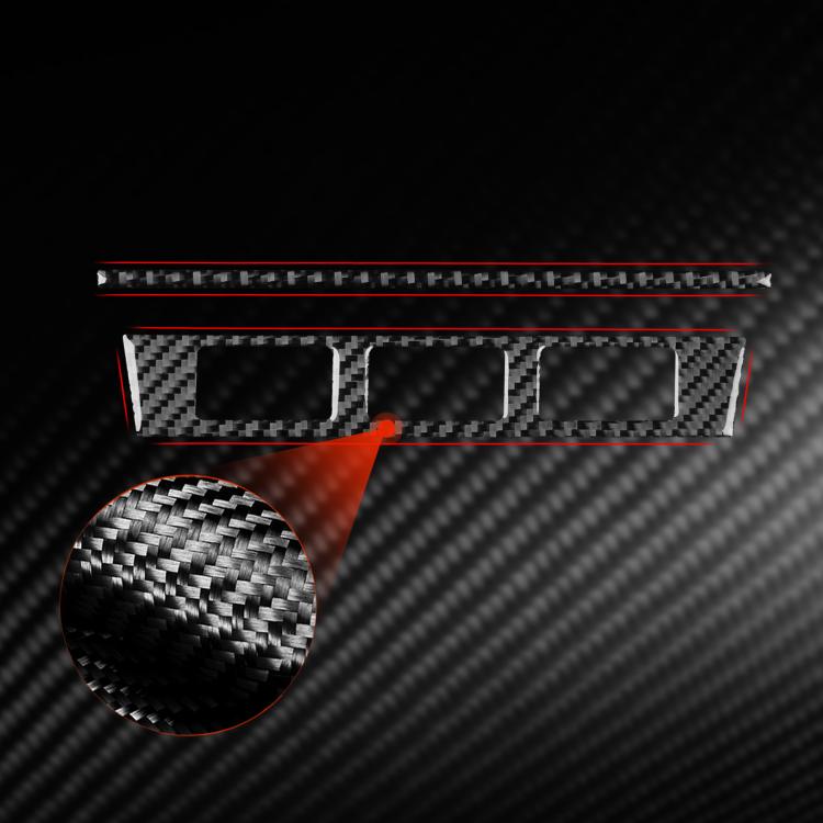 Red carbon-fiber style seat heating panel sticker strip with close-up weave detail