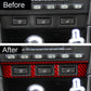 Red carbon-fiber seat heating panel sticker applied to console button area