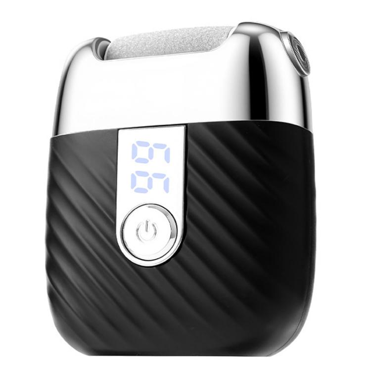 Black rechargeable electric foot file with LED display and callus grinding head