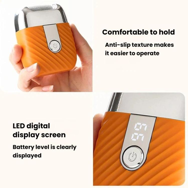Orange rechargeable foot file with LED digital display screen and anti-slip grip