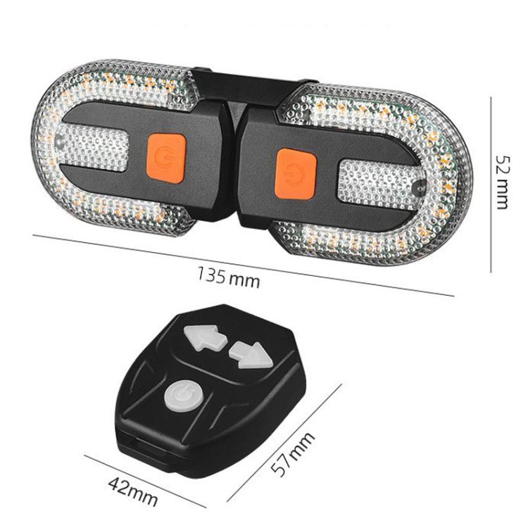 Detachable bike turn-signal taillight with LED lens and matching remote control