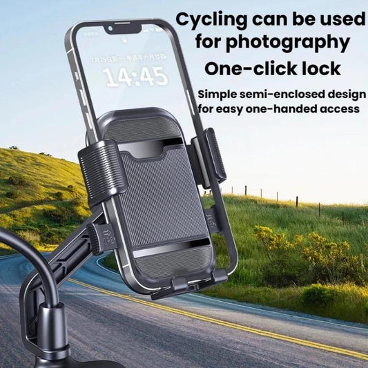 XY-106 Motorcycle Bike Shockproof Anti-Slip Phone Mount Rotatable Navigation Holder For Riders, Handbar, Rearview Mirror