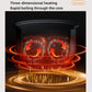 Electric rice cooker pot heating illustration with circular heat waves
