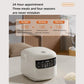 White electric rice cooker with color display and black control panel