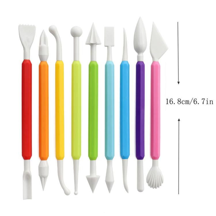 Colorful clay sculpting tools with loop, ball, and cone tips, 25-piece set