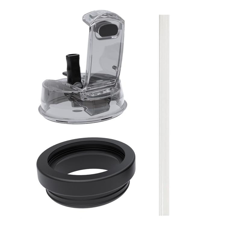 Replacement dual drink lid with clear spout and black silicone base, dustproof cover