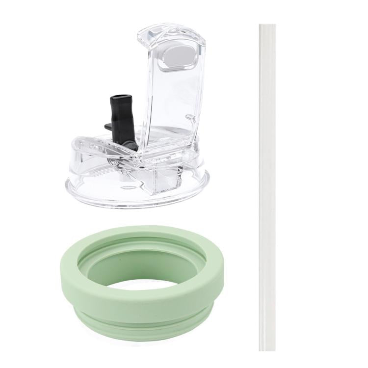 Replacement dual drink lid with clear spout and green silicone base, dustproof cover