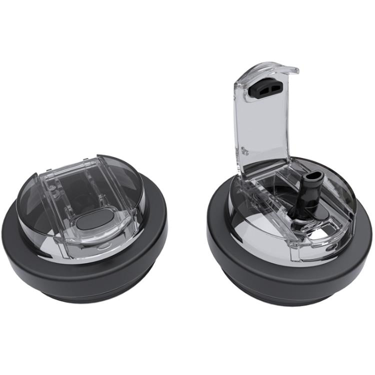 Black replacement dual drink lid set with clear lid cover and straw spout