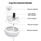 Cup lid material detail showing clear body with silicone and ABS components
