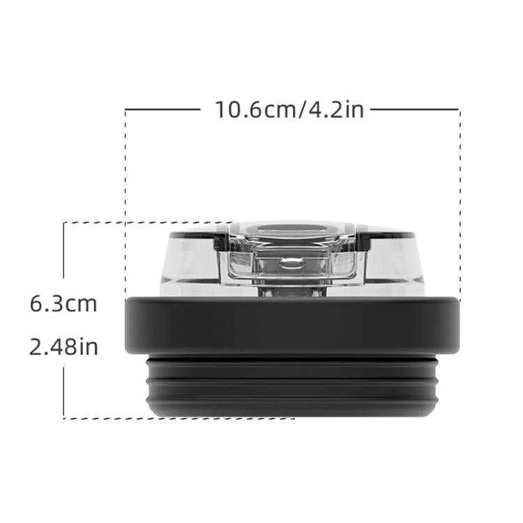 Black replacement drink lid profile with clear straw cover and sealing ring