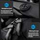 Black waist pack with headphone jack port and silent pull zipper tab.