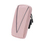 Reflective running armband phone bag, pink with light reflective stripe, zip closure