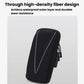 Reflective waterproof armband phone bag, black with light reflective stripe and zip closure