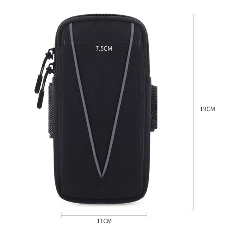 Black reflective waterproof running armband phone bag with clear screen window