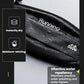 Black reflective waterproof waist pack with beaded water on the pouch