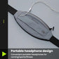 Grey reflective waist pack with front zipper and headphone cable pass-through