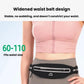 Black reflective waist pack with zippered pocket and widened waist belt on waist