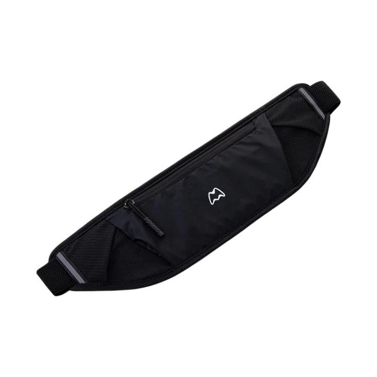 Black waterproof waist pack with zip pocket and adjustable belt strap