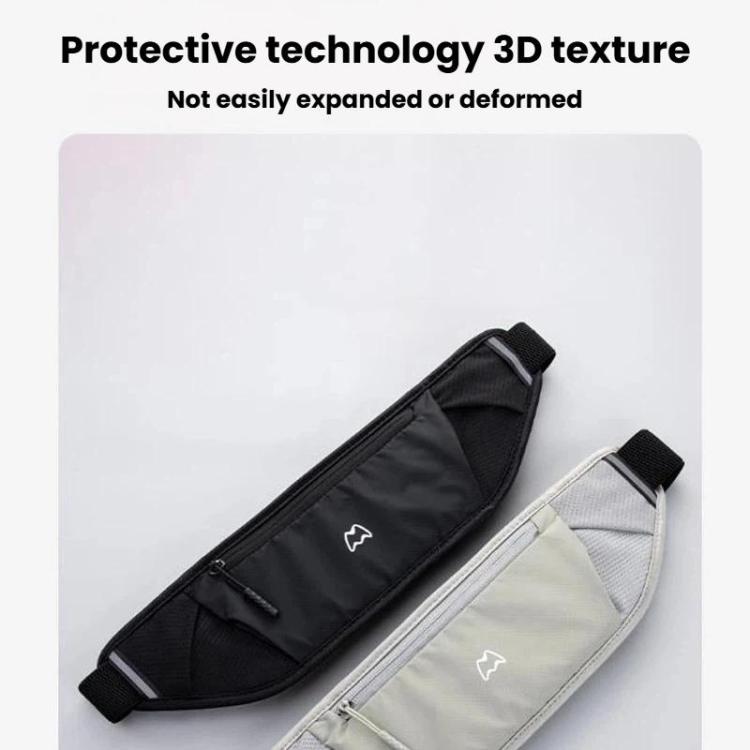 Black and beige waist packs with zip pocket and adjustable belt strap