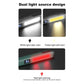 Rechargeable pen clip work light showing white and yellow LEDs plus red warning