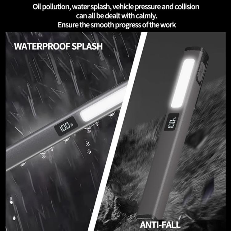 Rechargeable pen clip work light with bright white beam, gray body