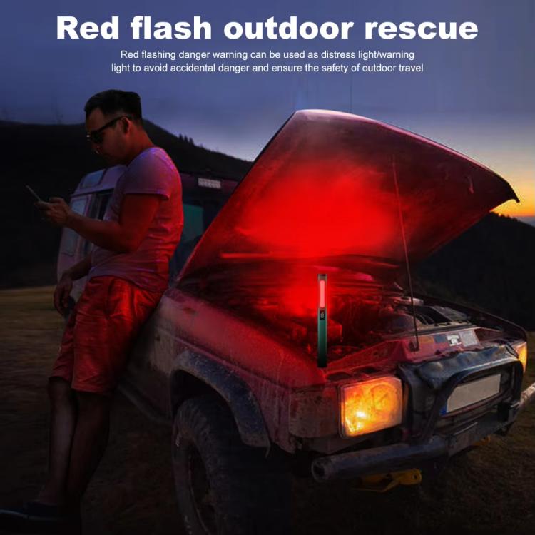 Rechargeable pen clip work light with red flashing warning light