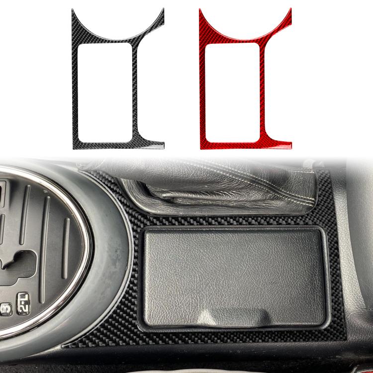 Carbon-fiber cupholder frame stickers, black and red, for left-hand drive