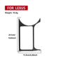 Carbon-fiber cupholder frame sticker with size markings, left-hand drive