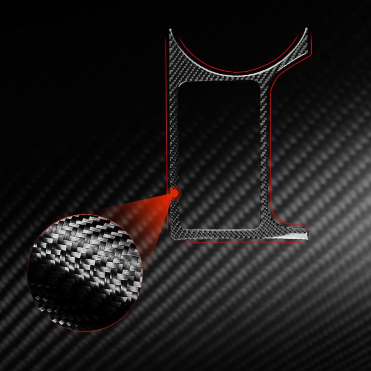 Red carbon-fiber cupholder frame sticker with texture detail, left-hand drive