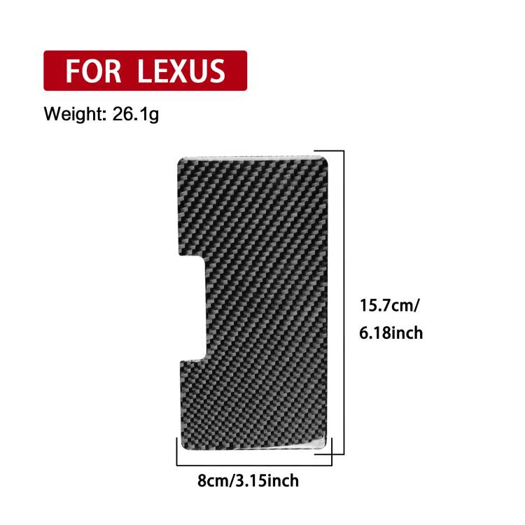 Black carbon-fiber cup holder panel sticker, rectangular with cutout