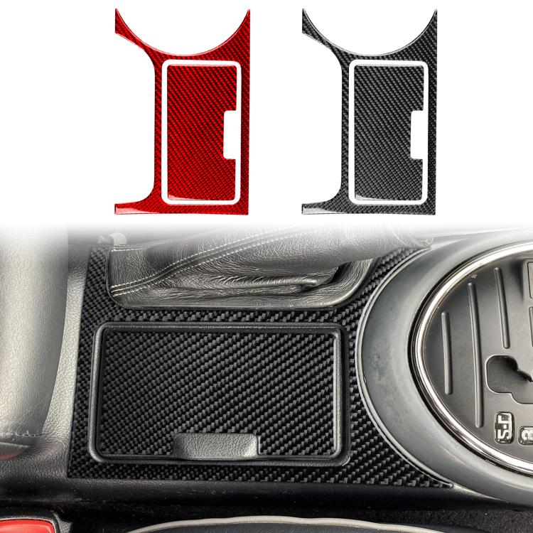 Cupholder sticker insert set: red and black carbon-fiber styles, each with cutout