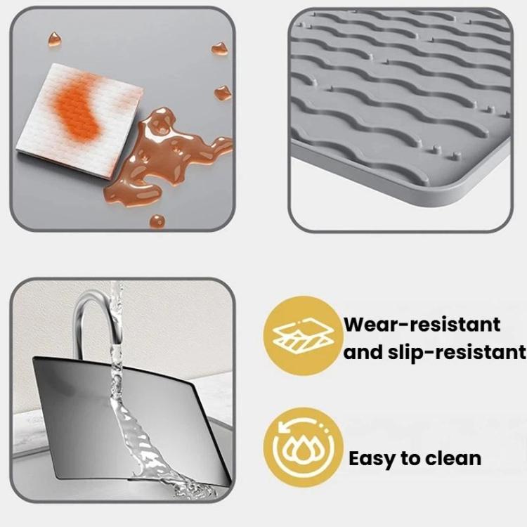 Silicone tabletop mat with raised wavy ridges and slip-resistant, easy-clean surface