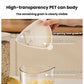 High-visibility PET-style cereal container with white lid and transparent can body