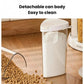 Detachably designed cereal storage container with white lid and clear removable can body