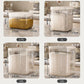 Clear cereal storage containers with white lids, shown in multiple sizes