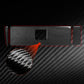 Black textured carbon-fiber panel sticker set with red accent trim, 3-piece (LHD).