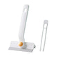 White rotatable gap cleaning brush with scraper blade and spare brush head