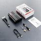 Mini electric air pump kit with charging cable, nozzle adapters, manual, and retail box