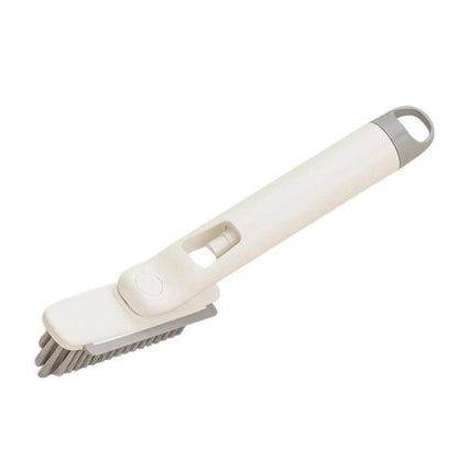 White bathroom gap cleaning spray brush with long handle and bristle head