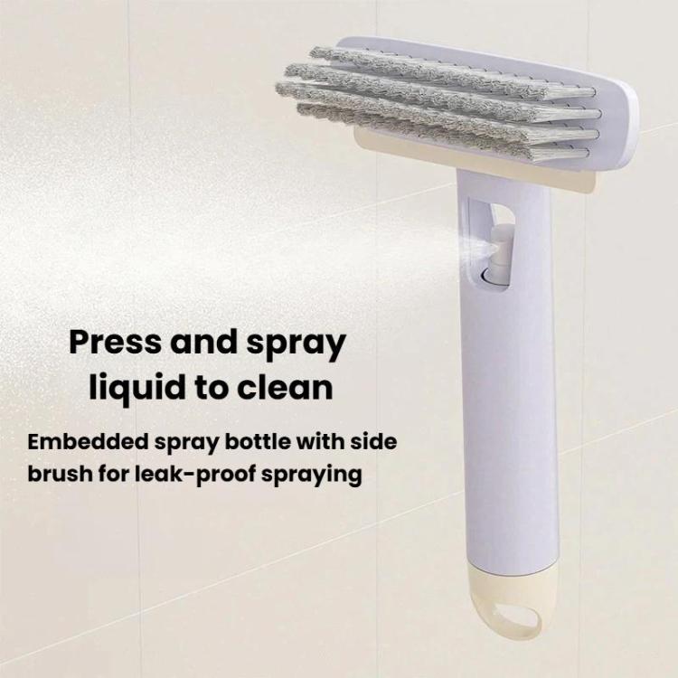 Spray bottle gap cleaning brush with side bristles on extended handle