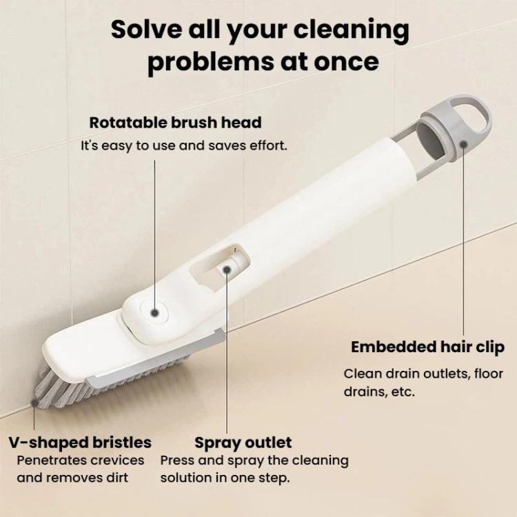 White rotatable brush head spray outlet gap cleaning brush with V-shaped bristles