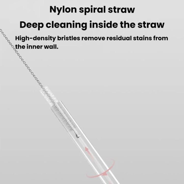 Nylon spiral straw cleaning brush with long flexible wire bristles