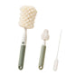 Cleaning brush set with straight handle bottle brush heads and tube brush, grey-green.